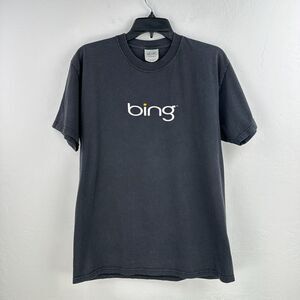 Vintage Bing Tshirt Mens M Black White Graphic Tee ‎ Short Sleeve Y2K